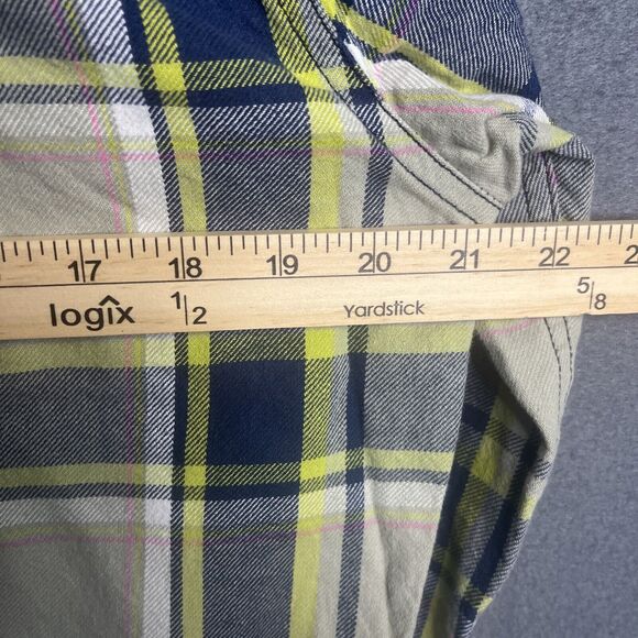 EDDIE BAUER Women's Long Sleeve Snap Front Plaid Flannel Shirt Size Large - Picture 6 of 8